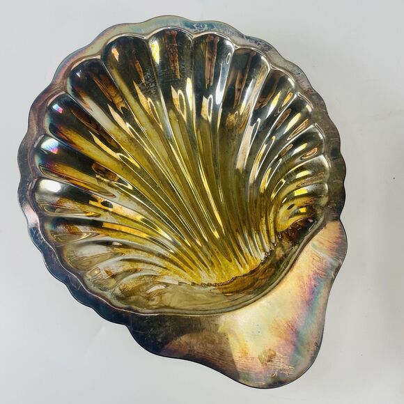 Vintage Oneida Silversmiths Clam Scallop Shell Shaped Candy Nut Dish Lot of 2 - Picture 6 of 9